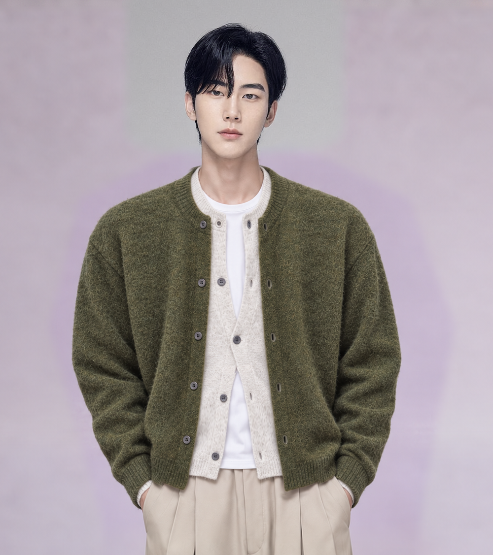 레이어드 울니트 가디건